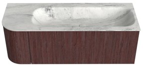 Mondiaz Kurve-dlux 125cm badmeubel ronding links ruby met 1 lade en deur en wastafel big medium rechts zonder kraangat opalo