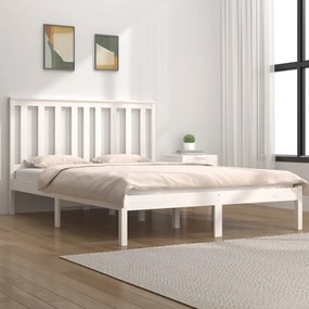 vidaXL Bedframe massief grenenhout wit 120x190 cm 4FT Small Double