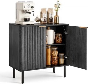 VEVOR Dressoir Keukenkast met 2 planken, buffetkast in middeleeuwse stijl voor woonkamer, hal, keuken, opbergkast 80 x 37,5 x 80 cm, zwart