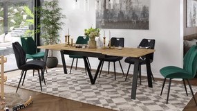 AVERY eik Artisan/onderkant zwart - LOFT/INDUSTRIËLE TAFEL VOOR WOONKAMER / EETKAMER UITKLAPBAAR TOT 330 cm!