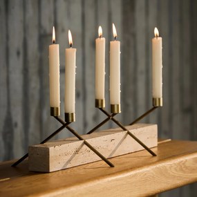 Travertijnen kandelaar, hoogte 21,3 cm, SEBASTIANO