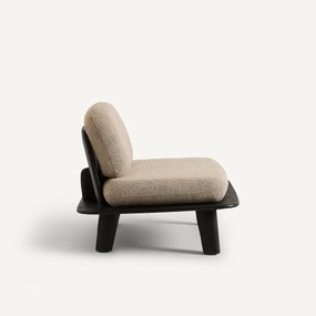 Fauteuil van massief teakhout met kussens van gemêleerde stof, Mazai