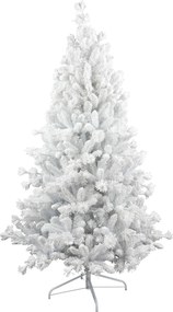 Teddy White flocked hinged kunstkerstboom - 210 cm - Wit - Diameter 107 cm - 910 tips - Besneeuwd/Frosted - Metalen voet