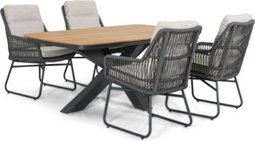 Tuinset 4 personen 180 cm Rope Grijs Lifestyle Garden Furniture Vicente/Camila