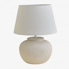 Kenaris Keramiek En Linnen Tafellamp Gardenia Wit & ↑40 Cm - Sklum