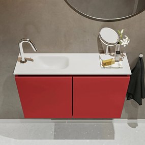 Mondiaz Ture 80cm toiletmeubel fire met wastafel talc links 1 kraangat