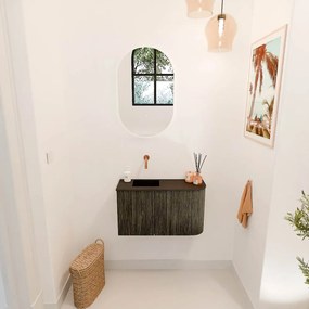 Mondiaz Joya 70cm toiletmeubel ronding rechts shadow met wastafel faye links zonder kraangat urban