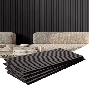 VEVOR akoestische panelen, 1200 x 600 x 21 mm, MDF accenthouten wandpanelen voor moderne binnenmuurdecoratie, akoestisch paneel, imitatiehouten wandpanelen voor geluidsreductie, zwarte eik