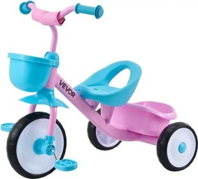 VEVOR driewieler voor kinderen van 2 tot 5 jaar, loopfiets met verstelbare zitting, opbergmand en frame van koolstofstaal, kinderdriewieler met handvatten, verjaardagscadeau voor jongens en meisjes