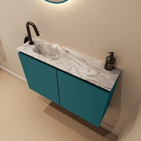 Mondiaz Ture DLux toiletmeubel 80cm smag met wastafel glace links met kraangat