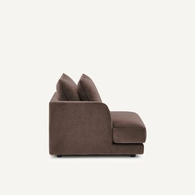 Halve bank links, afgerond, modulair, van linnenfluweel, TIBERIO