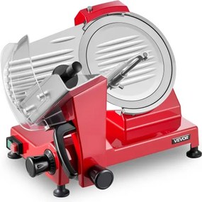 VEVOR Vleessnijmachine 25 cm 340 W 0-12 mm Snijmachine 45# Staal voor Bevroren rauw en gekookt vlees en ham, inclusief slijpsteen, voedselhouder en aandrukker, en antislipvoetjes