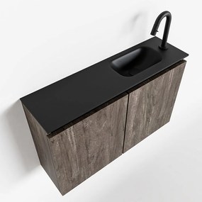 Mondiaz Ture 80cm toiletmeubel dark brown met wastafel urban rechts 1 kraangat