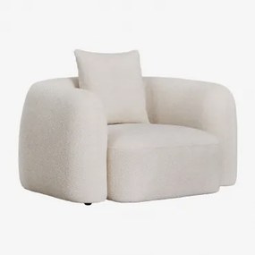 Fauteuil In Chenille Coco Dikke Chenille Stof Wit - Sklum