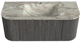 Mondiaz Kurve-dlux 110cm badmeubel ronding links/rechts shadow met 1 lade en 2 deuren en wastafel cloud midden 1 kraangat glace