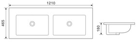 Sanigoods Rocky staand badmeubel 120cm zwart met keramische wastafel zonder kraangaten wit glans