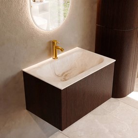 Mondiaz Kurve-dlux 70cm badmeubel ruby met 1 lade en wastafel big small midden 1 kraangat frappe