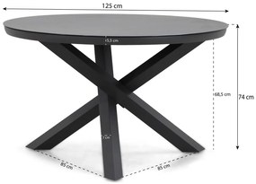 Tuinset Ronde Tuintafel 125 cm Aluminium/rope Grijs 4 personen Coco Puerto/Livorno