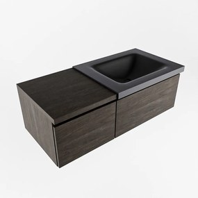 Mondiaz Bukla 100cm badmeubel met module 40 Dark Brown met 2 lades wastafel Cloud rechts 0 kraangaten Urban