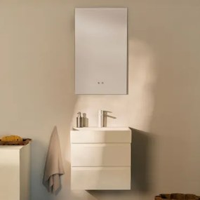 Badkamermeubelset Van Hout En Essenhoutfineer Met Geïntegreerde Wastafel Ona Wit & Rectangular Led And Antifog 55x90 Cm Kirvex & Wit - Sklum