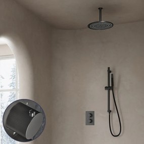 Saniclear Iron Stripes Pro inbouw regendouche met 30cm hoofddouche, plafondarm en glijstang verouderd ijzer - gunmetal