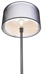 Stoffen Design vloerlamp zwart met zwart-wit kap 47 cm - Simplo Modern, Design E27 cilinder / rond Binnenverlichting Lamp