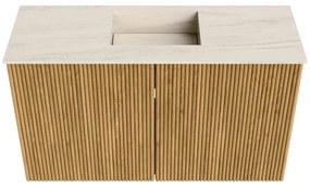 Mondiaz Joya DLux 70cm toiletmeubel oak met wastafel faye midden 1 kraangat meli