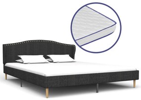 vidaXL Bed met traagschuim matras stof donkergrijs 160x200 cm