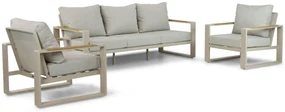 Stoel en Bank Loungeset 5 personen Aluminium/Polywood (teakfinish) Taupe  Lifestyle Garden Furniture Lezo