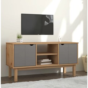 vidaXL Tv-meubel 113,5x43x57 cm massief grenenhout bruin en grijs