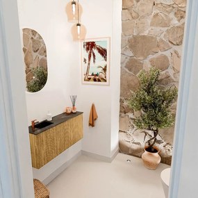 Mondiaz Joya DLux 90cm toiletmeubel oak met wastafel faye links 1 kraangat lava