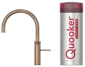 Quooker Fusion Round kokendwaterkraan - draaibare uitloop - PRO3 reservoir - Warm / kokend water - Messing Patina (Goud) 3FRPTN