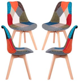 Set 4 Synk Patchwork Stoelen