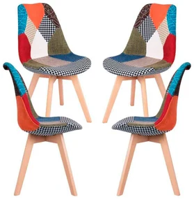 Set 4 Synk Patchwork Stoelen