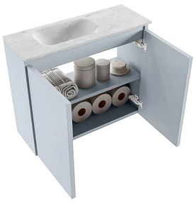 Mondiaz Ture DLux toiletmeubel 60cm clay met wastafel opalo links met kraangat