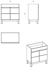 Comad Bali Grey 821 FSC onderkast 80cm eiken/antraciet