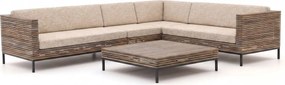 Hoek loungeset ROUGH | 6 personen | Loungeset Old Teak Greywash | Hoekbank Teakhout | 320x250cm | Kees Smit Tuinmeubelen