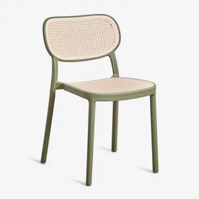 Stapelbare Omara Tuinstoelen Van Polypropyleen, Set Van 4 Groen – Intens Olijf - Sklum