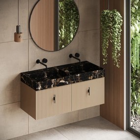 Muebles Zahora badmeubel ribbelfront 120cm macchiato met Portoro Gold wastafel zonder kraangaten
