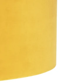 Stoffen Hanglamp zwart met velours kap oker met goud 35 cm - Blitz Landelijk / Rustiek E27 cilinder / rond rond Binnenverlichting Lamp