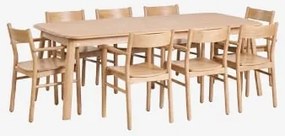Uitbreidbare Eettafelset 220-320x95 Cm Treveris En 8 Eikenhouten Eetkamerstoelen Mara Signature Eikenhout - Sklum