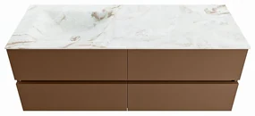 Mondiaz Vica DLux badmeubel 130cm rust 4 lades met wastafel frappe links 1 kraangat