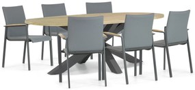 Tuinset 6 personen 240 cm Aluminium/textileen Grijs Lifestyle Garden Furniture Brandon/Brookline