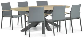 Tuinset 6 personen 240 cm Aluminium/textileen Grijs Lifestyle Garden Furniture Brandon/Brookline