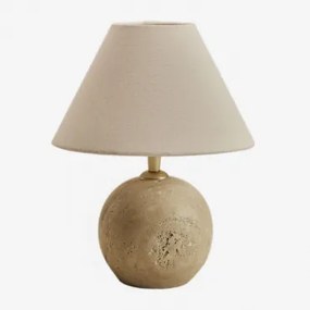 Marvexi Tafellamp Van Natuursteen Travertijn & Wit Ø20 Cm - ↑10 Cm Menorca - Sklum