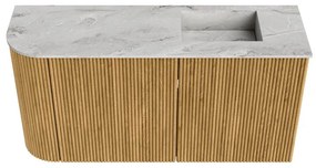 Mondiaz Joya DLux 80cm toiletmeubel ronding links oak met wastafel faye rechts 1 kraangat glace