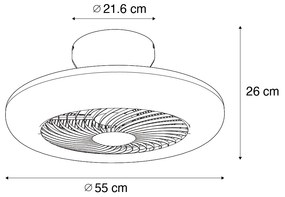Plafondventilator met lamp wit 55cm incl. LED dimbaar met afstandsbediening - Clima Design rond Binnenverlichting Lamp