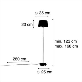 Vloerlamp goud/messing met zwarte kap 35 cm verstelbaar - Parte Klassiek / Antiek E27 cilinder / rond rond Binnenverlichting Lamp