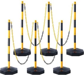 VEVOR Verkeerskegels 6-pack 285 x 285 mm Waarschuwingskegels Verkeerskegels met ketting, Wegafzettingskegels Geel &amp; Zwart Water- en zandinjectie