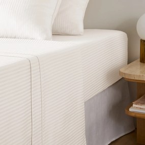 Blanco satijnen katoenen laken, 153 draden, Gestreept Opaal